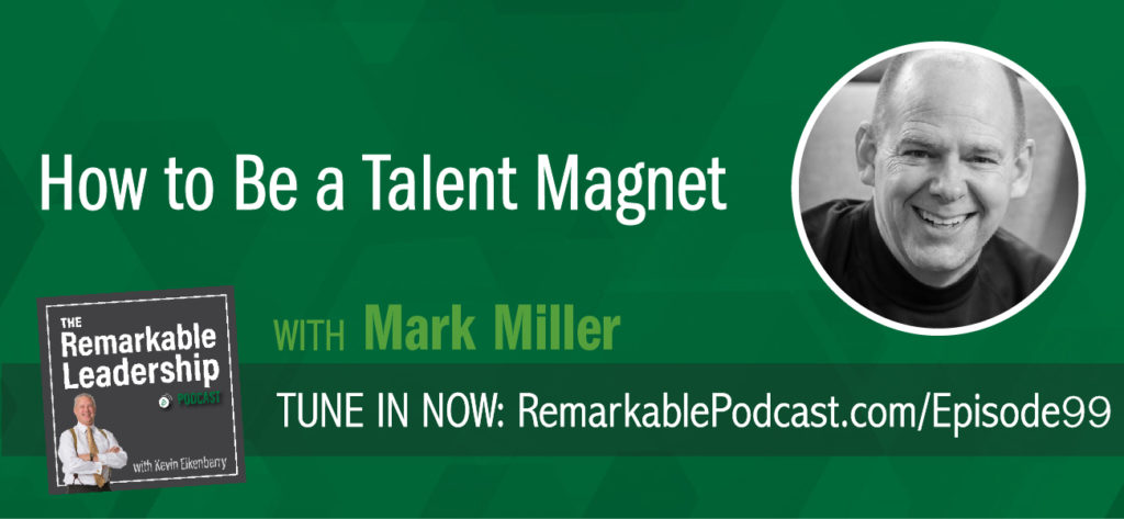 Mark Miller is the Vice President of High Performance Leadership at Chick-fil-A Inc. or “The Chicken”, as he affectionaly refers to it. He is also a best selling author, by accident according to Mark, and joins Kevin to discuss top talent. He recently released Talent Magnet: How To Attract And Keep The Best People. In discussions with organizational leaders, Mark found that finding and keeping good people had become the number one issue. Through not only qualitative data, but based on extensive research Mark conducted with Aon, he discovered that what keeps and attracts top talent is different than what attracts and keeps typical talent. 