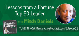 Show Notes: If you're interested in leadership, this is one episode you CANNOT afford to miss! Join Mitch Daniels, president of Purdue University and former governor of Indiana, as he discusses what it takes to be ranked in Fortune Magazine's Top 50 World Leaders.