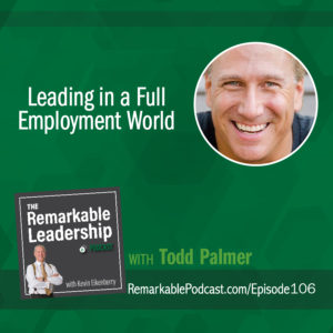 Statistics show that we spend more time with the people we work with than we do with our family. Todd Palmer, CEO of Extraordinary Advisors and author of The Job Search Process: Find & Land a Great Job in 6 Weeks or Less, discusses servant leadership and taking care of those that take care of you. He tells Kevin that there are fewer people working than 40 years ago, yet not enough people for jobs. Leaders need to be thinking about their talent search and the opportunities their companies offer. Todd also offers a bonus to listeners of the Remarkable Leadership Podcast