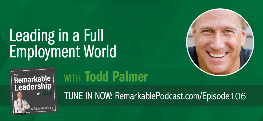 Statistics show that we spend more time with the people we work with than we do with our family. Todd Palmer, CEO of Extraordinary Advisors and author of The Job Search Process: Find & Land a Great Job in 6 Weeks or Less, discusses servant leadership and taking care of those that take care of you. He tells Kevin that there are fewer people working than 40 years ago, yet not enough people for jobs. Leaders need to be thinking about their talent search and the opportunities their companies offer. Todd also offers a bonus to listeners of the Remarkable Leadership Podcast