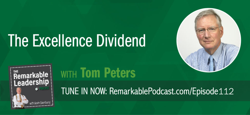 Tom Peters is known for many things, including being one of today’s greatest business minds. His first book, In Search of Excellence: Lessons from America’s Best-Run Companies (with Robert Waterman) was published in 1982 and may be considered the beginning of business books. Today he joins Kevin to share stories from his journey over the past 36 years and how we can use that information today. Further, he discusses his latest book, The Excellence Dividend: Meeting the Tech Tide with Work That Wows and Jobs That Last. AI is everywhere and Tom suggests that nothing will beat a dedicated workforce and a commitment to high-quality service or products.