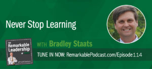 Long-term success is dependent on continuous learning, yet we often find that we get in our own way. Dr. Bradley Staats, author of Never Stop Learning: Stay Relevant, Reinvent Yourself, and Thrive, joins Kevin to discuss dynamic learning, both personally and organizationally. Brad describes not only a framework to help you become more effective as a lifelong learner, he discusses how you can help your team continue to learn. You must create the space for questions and thought-sharing. Further, he outlines an exercise you can do to continue to open yourself up and learn