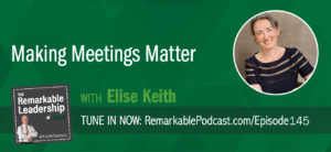 Have you ever hoped for a root canal appointment (insert another unpleasant task) to get you out of a meeting? Elise Keith is the founder and Meeting Maven for Lucid Meetings. In short, she is looking for the best ways to make it easy for people to enjoy meetings that get work done. She joins Kevin to discuss her book, Where the Action Is: The Meetings That Make or Break Your Organization. She believes that when you change the meeting, you change everything else. Elsie emphasizes that the whole point of a meeting is to gather people for a purpose and shares different meeting types to help us get to the why.