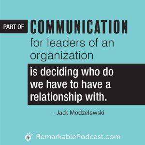 Quote Image: Part of communication for leaders of an organization is deciding who do we have to have a relationship with.