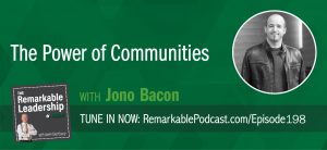 A community is a group of people who get together for a shared mission and are a network of experiences. Yet, it’s hard work to get build these communities. Jono Bacon is the author of People Powered: How Communities Can Supercharge Your Business, Brand, and Team. He joins Kevin to discuss why and how you bring people together. You can have communities within your organization and communities designed to build up your organization. Communities have the potential to grow your reputation, reduce customer service issues, produce content, and provide meaningful relationships with your customers. Jono shares examples of how to build a community and emphasizes that individuals want a sense of belonging and want do know they are doing meaningful work, so when building your community you need to define the value for the individual and the value for your organization.