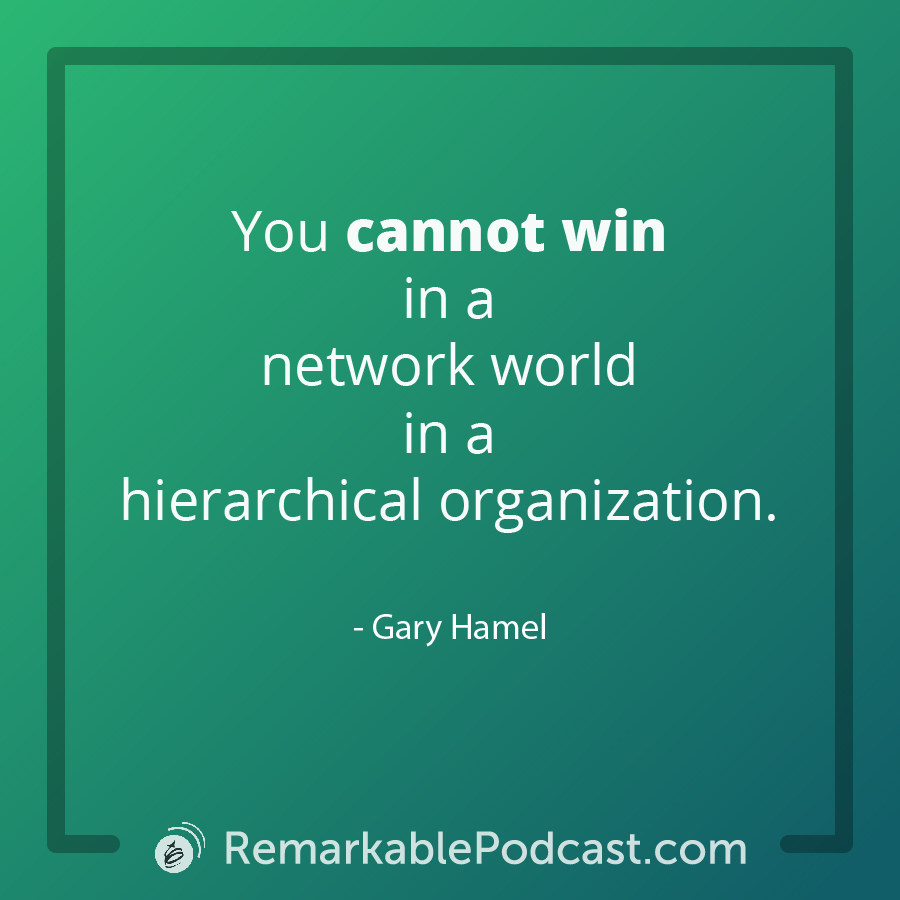 Quote Image: You Cannot win in a network world in a hierarchical organization. Said by Gary Hamel